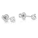 14k White Gold Solitaire Tiny Small Cubic Zirconia Stud Earrings with Secure Screw-backs, CZ Screw Back Earrings for Women (2.5mm)