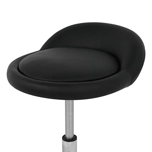 Oteymart Adjustable Hydraulic Rolling Stool Chair PU Leather Shop Stool Swivel Drafting Work Salon Stools with Wheels & Backrest (Black) - Thumbnail 3