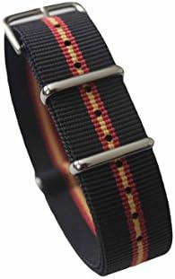 Watch Aficionado 24 - Watch Bands Straps - Choice Of Color 20mm Premium Heavy Duty Durable Ballistic NATO Nylon James Bonds Style Straps (Black red yellow, 20mm)