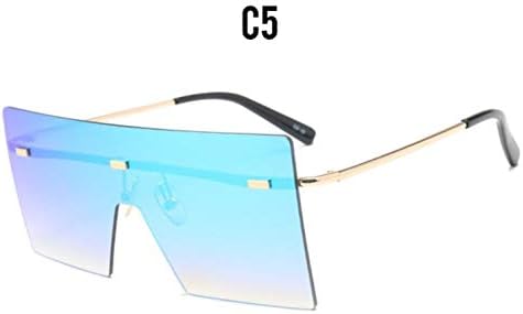 Cranky Orange 2019 oversized women's sunglasses Square mirror Rimless men's glasses Vintage Brand Flat Top Big Gradient Shades Oculos De Sol,C5