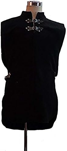 Larp-Cosplay-SCA-Game of Thrones-Jon Snow-Re enactment-Mens LEATHER TUNIC/JERKIN in Black or Brown (S/M, BLACK)