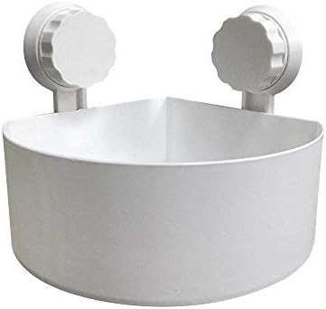 Depory Plastic Suction Cup Bathroom Kitchen Corner Storage Rack Organizer Shower Shelf (White)