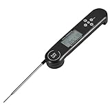 Amexia Instant Read Digital Meat Thermometer - Waterproof - Alarm - Display Turns Green When At Temperature - Lighted Display - Great For Kitchen, BBQ, Grill, Candy, Baking