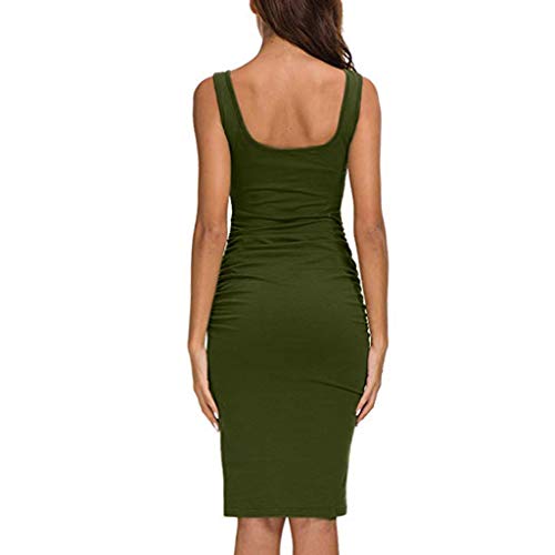 CCOOfhhc Women Dresses for Party Casual Ruched Irregular Bodycon Short Mini Dress Tank Dress Basic Backless Slim Tshirt Dress Green - Thumbnail 2