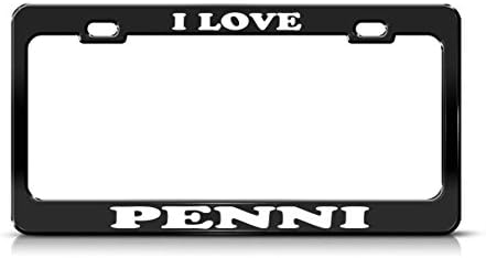Greicmn I LOVE PENNI Boy Girl Name Black Metal license Plate Frame