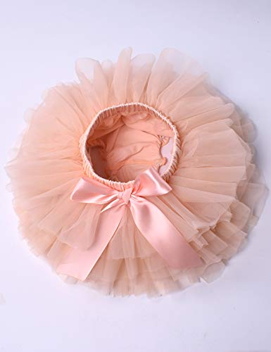 Baby Girls Tutu Bloomers Diaper Cover Cotton Tulle Bloomers and Headband Set Peach 6-12 Months