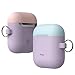 elago AirPods Duo Hang Case [Body:Lavender/TOP:Pastel Blue, Lovely Pink] - [Extra Protection] [Hassle Free][Added Carabiner] - for AirPods Case