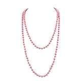 GRACE JUN Luxury Fashion Glass Simulated Pearl for Women Party Handmade Long Pearl Necklace 55