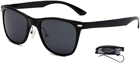 Classic Wayfarer Polarized Sunglasses, UV Protection, Dark Tinted, Metal Frame