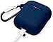 The OAKS Improved Airpods Case Protective Cover Skin with Lockable Carabiner and Airpods Strap Compatible with Airpods Charger Case (5 Colours Available) (Navy Blue)