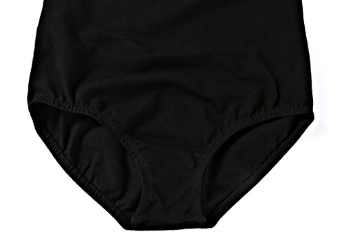 Molldan Girls' Dance Ballet Leotard Short Sleeve Kids Activewear Dress Jumpsuit (10-12Years, Black) - Thumbnail 6