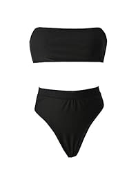 Traje de baño de dos piezas para dama, sexy, sin tirantes, de corte alto