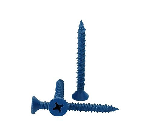 Chenango Supply 1/4 x 2-1/4" Flat Head Concrete Screw Anchor. 100 Pieces with Drill Bit (Miami-Dade Compliant) (1/4 x 2-1/4)
