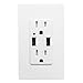 SECKATECH 4.2A Smart High Speed Dual USB Charger Wall Outlet, 15A Tamper Resistant Outlet,Charging Receptacle with 2 Free Wall Plates,White (UL Listed)