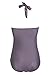 Women Ruched Plus Size Halter Neck One Piece Monokini Gray 2XLarge
