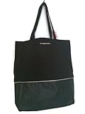 Victoria's Secret Tote Shopping Travel Bag Glitter Black Yellow Large School Beach