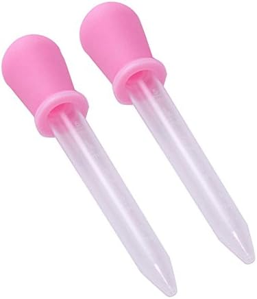 SOLOKA 2pcs 5ml Baby Kids Liquid Feeding Care Silicone Syringe Medication Newborn Dropper Needle Style Infant Given Medicines Device (Pink)