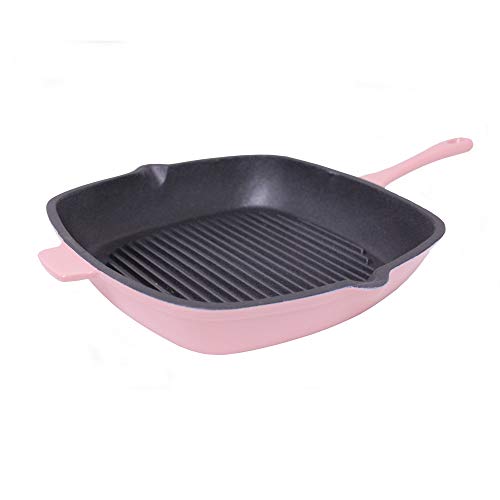 Berghoff Neo Cast Iron Square Grill Pan 11" Pink Nonstick Stove Top