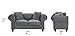 Divano Roma Furniture Classic Modern Scroll Arm Velvet Chesterfield Love Seat Sofa (Grey)