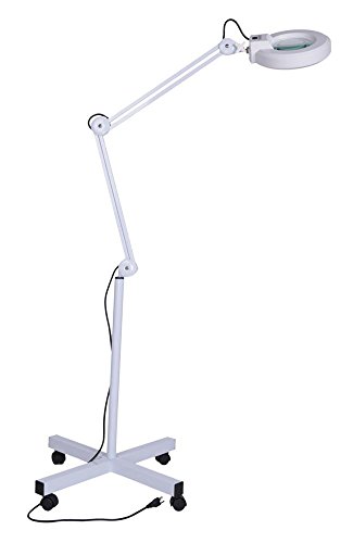 Kaluo 5x Professional 360 Degree Magnifier Light (16 Diopter Magnification) with Rolling Stand Adjustable Arm
