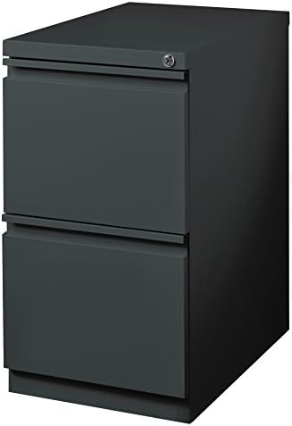 Office Dimensions 20 Inch Deep Metal 2 Drawer File with Full Pull, for Home and Office, Holds Letter Width Hanging Folders Mobile Pedestal, Charcoal