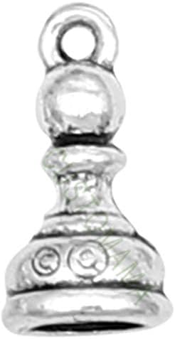 Dojore Pack of 20 Chess Pawn Charms. 14mm x 7mm Game Board Pieces. Unique Pendants for Handmade Crafts, Unique Jewellery, Earrings and Bracelets