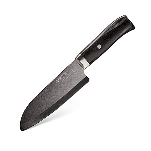 Kyocera Advanced Ceramic LTD Series Santoku Knife with Handcrafted Pakka Wood Handle, 5.5-Inch, Black Blade - Thumbnail 7