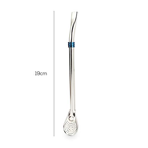 Reusable Drinking Spoon, Tearcam 2 Pack Color Assorted Stainless Steel Anti-Scratching Metal Straws Straws Stirrer for Coffee, Tea, Juice, Smoothies