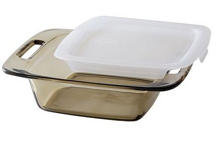 CORINGWARE-PYREX Easy Grab Amber 8" Square Baking Dish w/Lid
