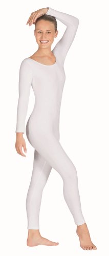Eurotard 10129 Womens Long Sleeve Unitard (Small,White)