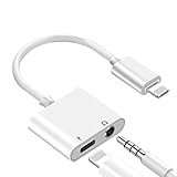 Lightning to 3.5 mm Headphone Jack Adapter Lightning Headphone Dongle Adapter for iPhone 7/8/X/XS/Plus Earphone Splitter Charging Cable AUX Audio & Charger Connector Cable Support for iOS 12 or Later