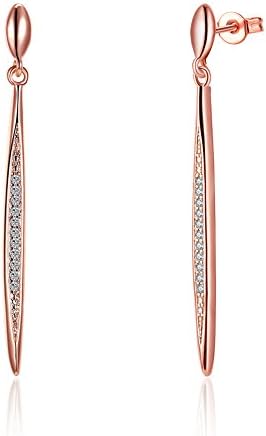 Long Marquise Chandelier Earrings Dual Spike Zirconia Crystal Dangle Earrings for Women, Bride