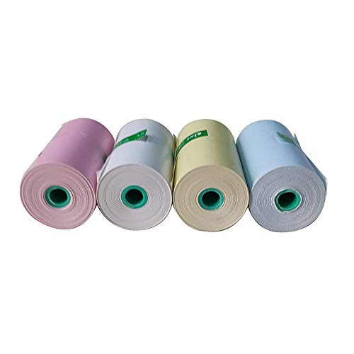 4 Rolls Assorted Colors 2 1/4"X 32 ' (57x30MM) BPA Free Thermal Cash Register Rolls POS Receipt Paper Roll (White,Blue,Yellow,Pink) Waterproof Oilproof Scratchproof