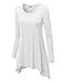 Lock and Love WT953 Womens Round Neck Long Sleeve Rib Trapeze Tunic Top L White