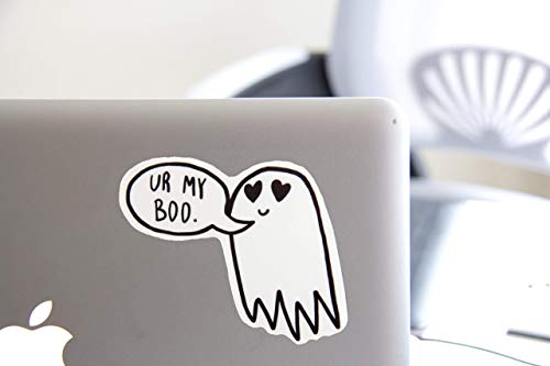 Ectogasm"Ur My Boo" Cute Ghost Vinyl Goth Sticker in Black and White - Spooky Car and Laptop Decal Waterproof Halloween Love Quote