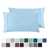 400 Thread Count 100% Cotton Pillow Cases, Aero Blue King Pillowcase Set of 2, Long - Staple Combed Pure Natural Cotton Pillows for Sleeping, Soft & Silky Sateen Weave Bed Pillow Covers