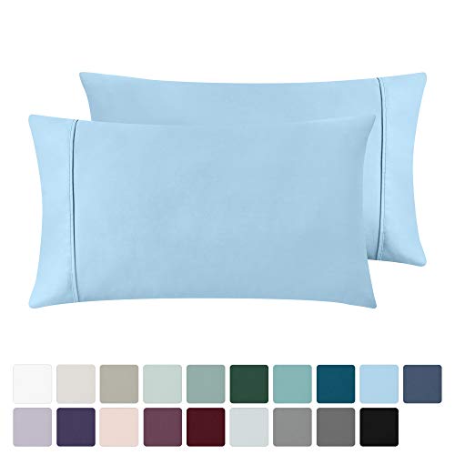 400 Thread Count 100% Cotton Pillow Cases, Aero Blue King Pillowcase Set of 2, Long - Staple Combed Pure Natural Cotton Pillows for Sleeping, Soft & Silky Sateen Weave Bed Pillow Covers