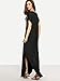 Verdusa Women's Short Sleeve V Neck Side Pockets Split Hem Loose Long Maxi Dress Black XS