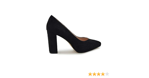 Zapato de salón tacón Ancho Negro : Amazon.es: Zapatos y complementos
