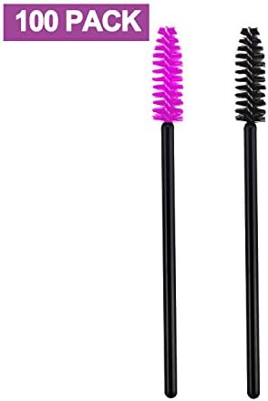 GreatStyler Disposable Eyelash Wands 100 Pieces in Pack Easy UsePurple + Black Brushes Makeup Mascara Tool Cosmetic Makeup Applicators Kit (Purple + Black)