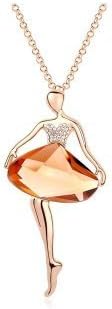 Fortunal NBLWZCOFFEE Swarovski Element Crystal Ballet Dancer Girl Pendant Necklace with a Gift Box