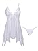 Women Lingerie Lace Babydoll Halter Chemise Strap Nightwear(White, XXL)