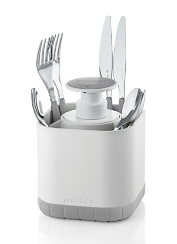 Guzzini My Kitchen Silverware Drainer Caddy with Removable Soap Dispenser, 7-Inches, 9-3/4-Ounces, Matte Grey