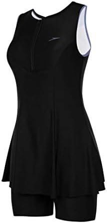 8FS878P029 Closed Back Swimdress with Boyleg, 40 (Black/Oxid Grey)