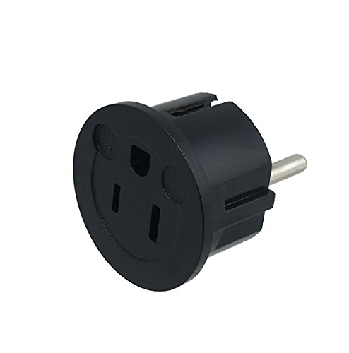 Instapark IPA-20-6P Heavy-duty USA/America Type A (2-Pin) & B (3-Pin) to European Type E & F / Schuko Electrical Wall Outlet / Socket Plug Adapter for Travel, 6-Pack (Black)