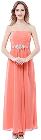 EDMOC Women's Strapless Chiffon Party Prom Bridesmaid Dress Size 8 Coral