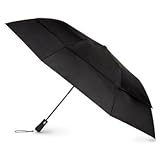 Totes 25-Ounce Stormbeater, Automatic Double Vented Folding Umbrella, 56-inch Canopy, Black, 1-pack