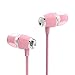 UiiSii U5 Pink Headphones with Microphone and Volume Control Earbuds with Tangle Free Flat cable