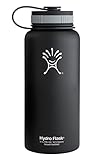 Hydro Flask Insulated Stainless Steel Water Bottle, Wide Mouth, 40-Ounce, Black Butte