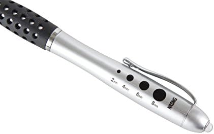 Nurse Penlight 4 tools in 1 (LED Nursing Pen Light, Pen, Stylus, Neuro Badge Reference Card Bonus) by NRSNG Batteries Included (Silver)